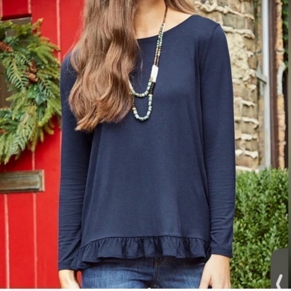 Matilda Jane Tops - Matilda Jane Stay Warm Navy Ruffle Blouse